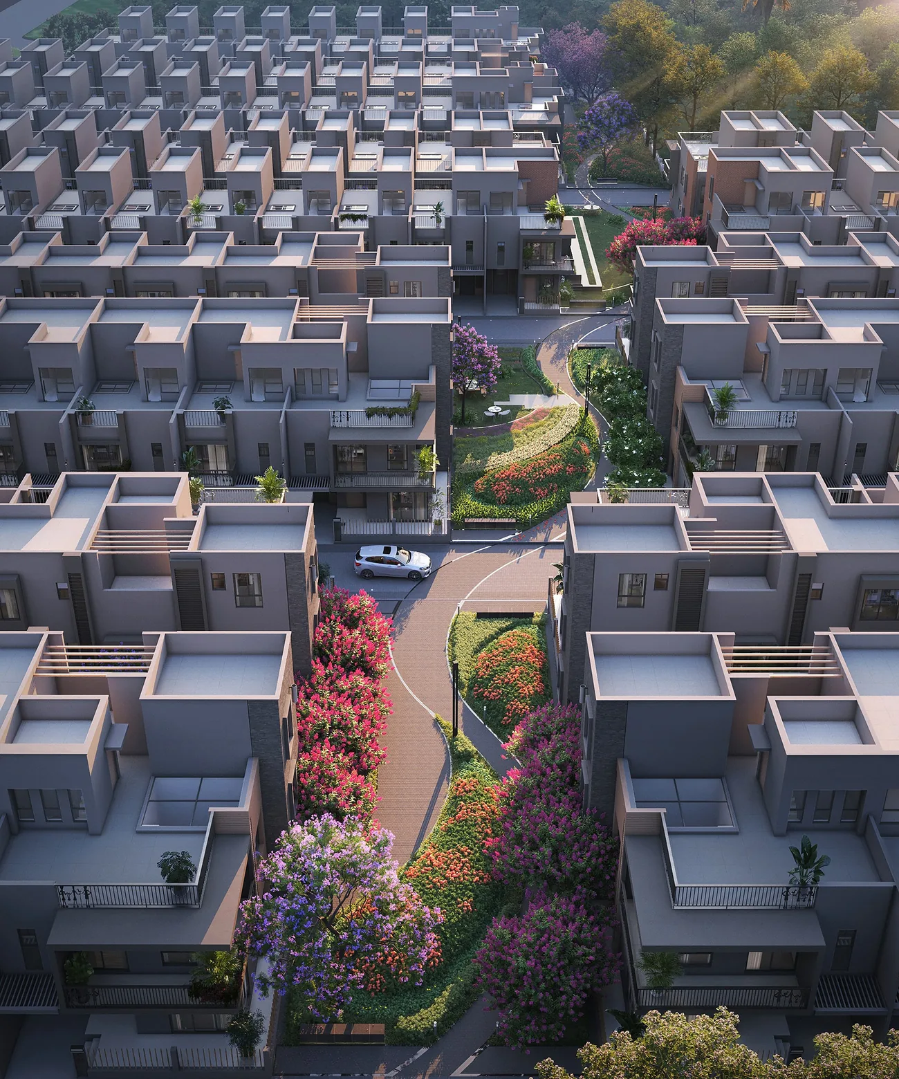 Aerial view of the DTC Embassy Villa master plan and villa clusters