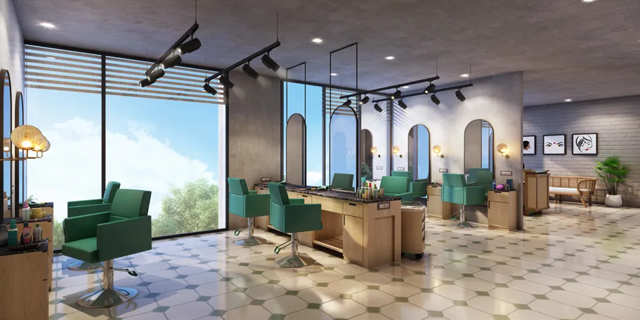 Salon interior at Club Atlas, DTC Embassy Villa