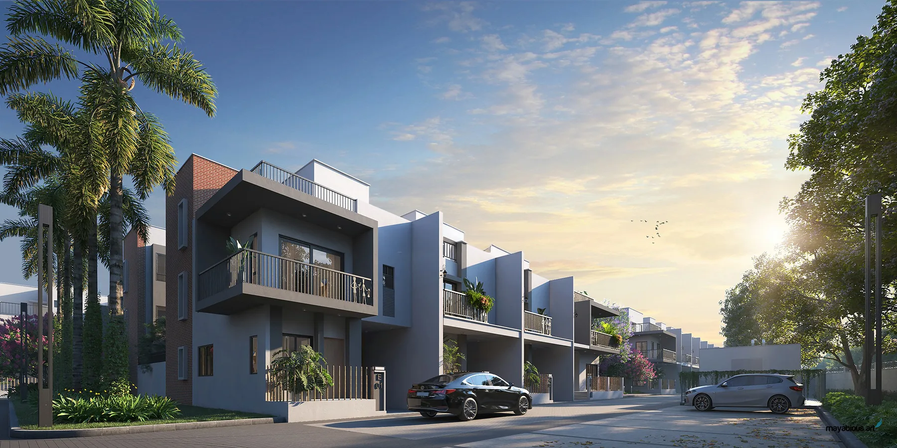 Independent G+2 villas and internal driveway at DTC Embassy Villa, Rajarhat